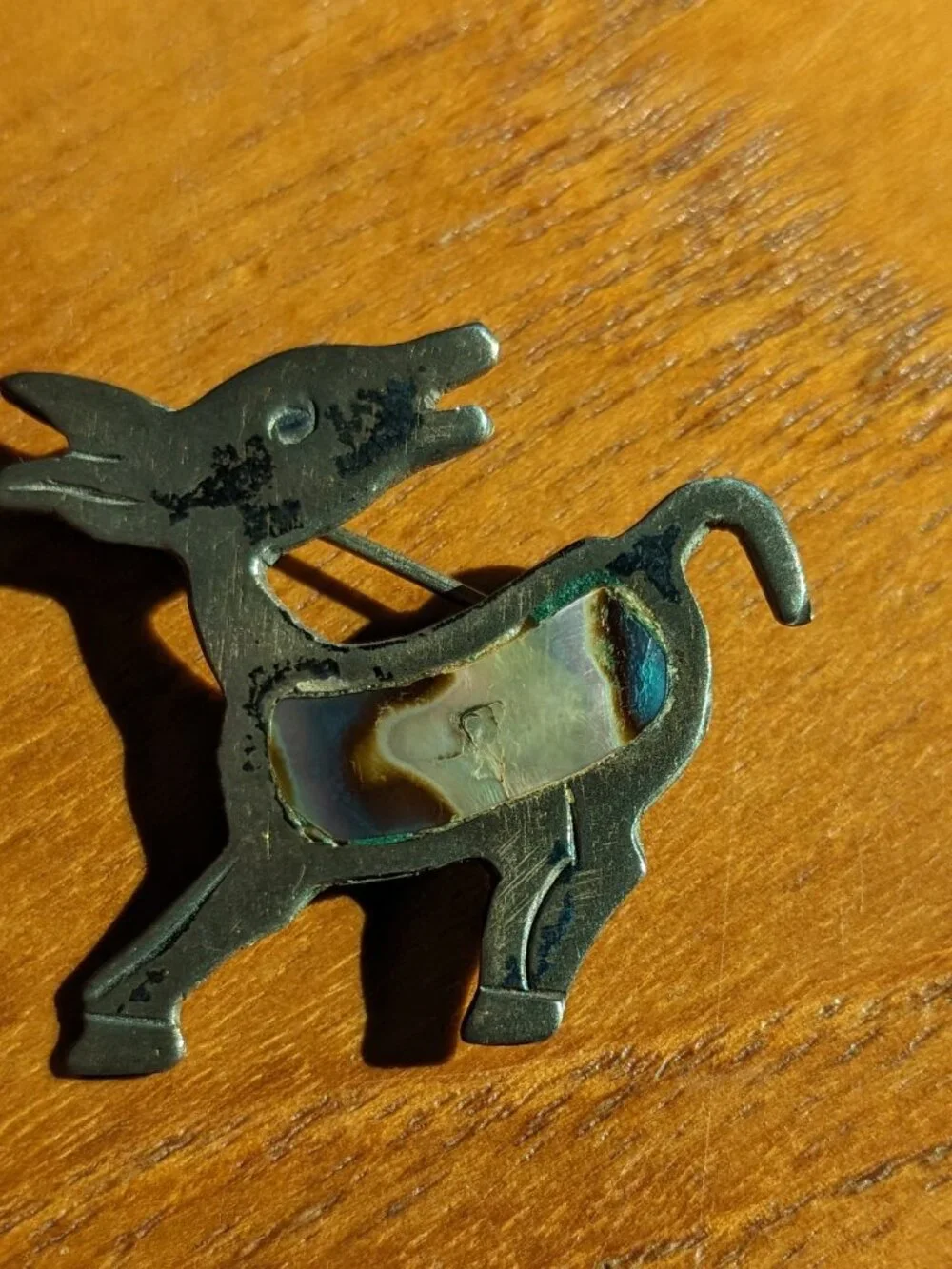 Vintage Taxco Sterling Silver Brooch Mexican Figural Donkey Burro Abalone Pin